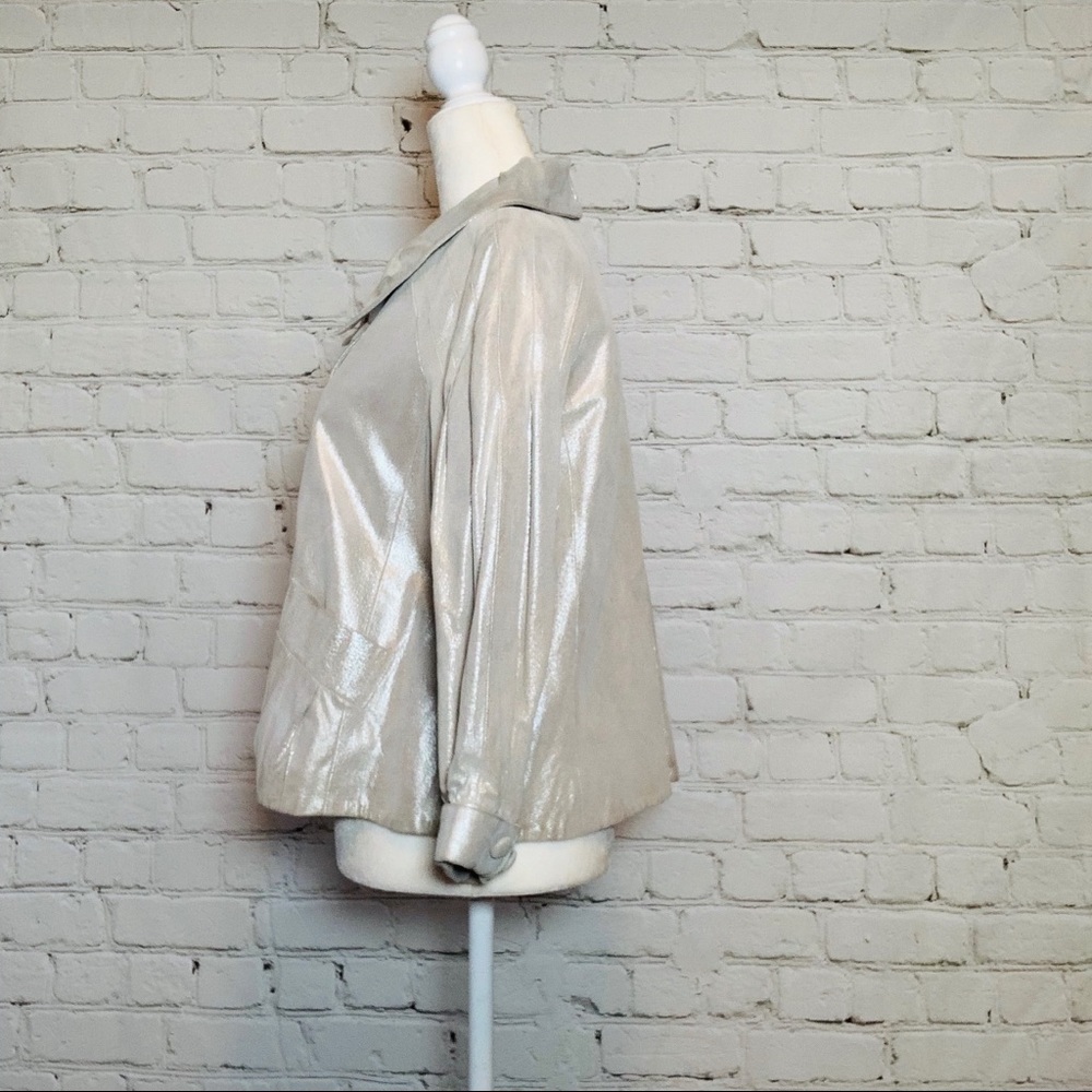 Rare 100% Leather Silver Statement Jacket - image 6